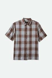 Brixton Cru Linen Blend Woven S/S Shirt Pinecone Brown/Coronet Blue