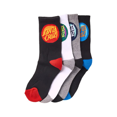 Santa Cruz Boys Bold Shadow Dot Crew Socks 4 Pack