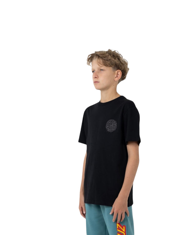 Santa Cruz Youth Check Waste Dot Mono Reflect Short Sleeve Tee Black