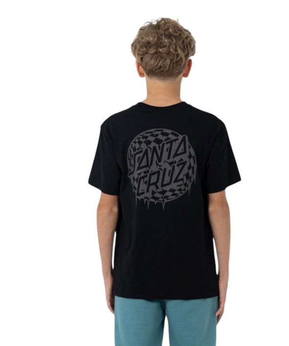 Santa Cruz Youth Check Waste Dot Mono Reflect Short Sleeve Tee Black