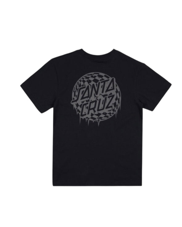 Santa Cruz Youth Check Waste Dot Mono Reflect Short Sleeve Tee Black