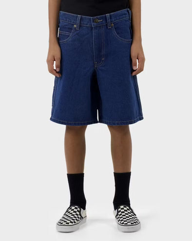 Dickies DX200Y Youth Denim Relaxed Fit Carpenter Shorts Stone Washed Indigo