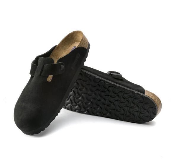 Birkenstock Boston Black Suede Leather Clog