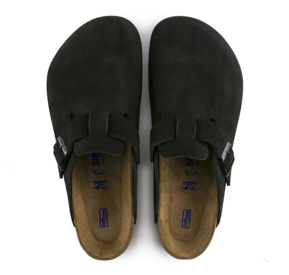 Birkenstock Boston Black Suede Leather Clog