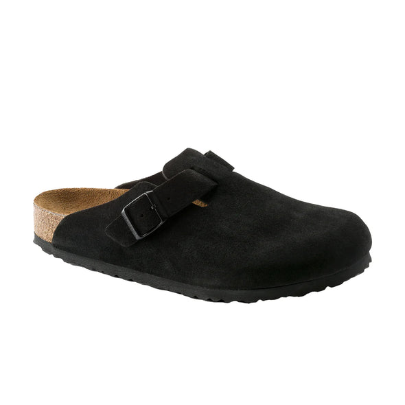 Birkenstock Boston Black Suede Leather Clog