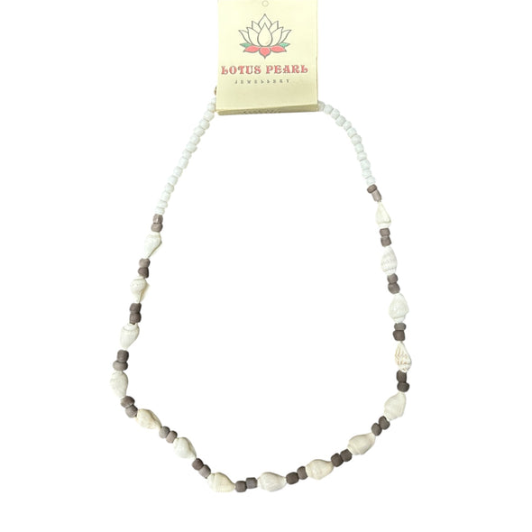 Lotus Pearl Shell Chain Necklace