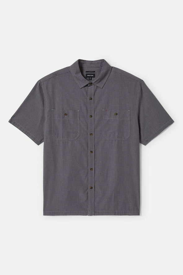 Brixton Cru Micro Plaid Shirt Washed Navy