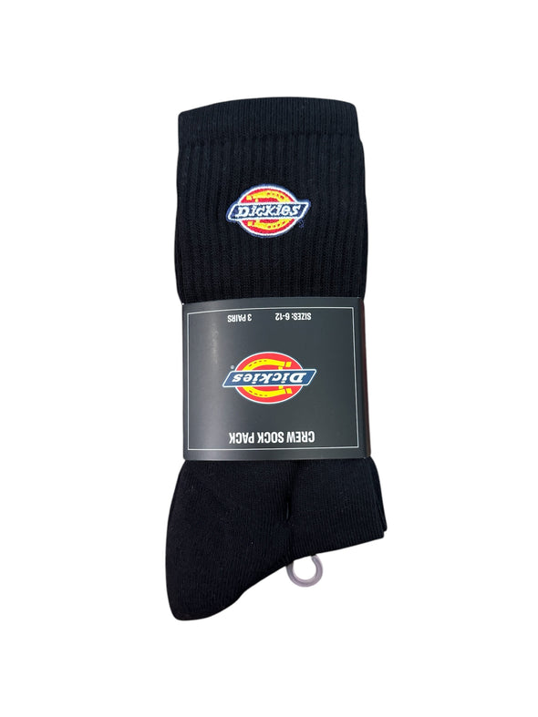 Dickies 3 Pack Crew Logo Socks Black/White/Rinsed Moss