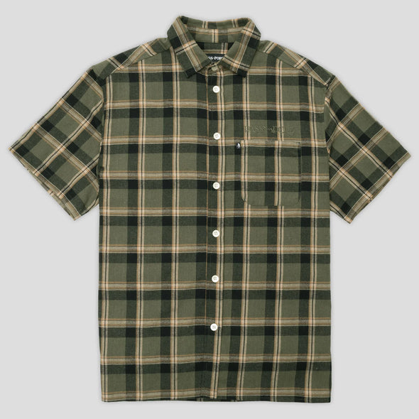 Passport Stem Logo Workers Check Shirt Moss