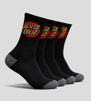 Santa Cruz Men’s Classic Dot Black 4 Pack Socks Black