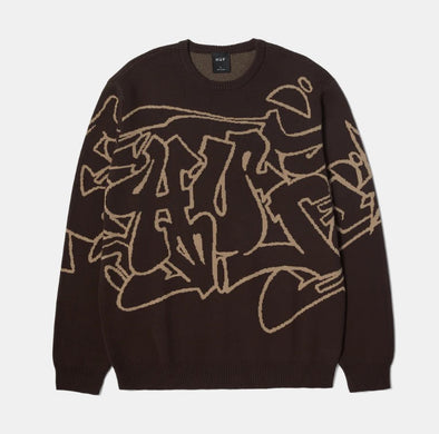 HUF Outlines Crewneck Sweater Espresso