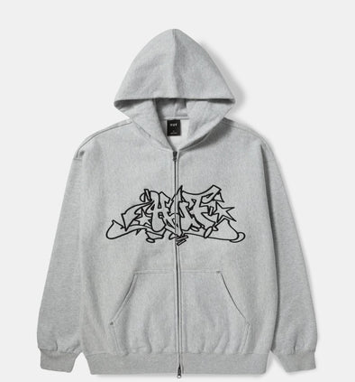 HUF Outlines Heavyweight Full-Zip Hoodie Heather Grey