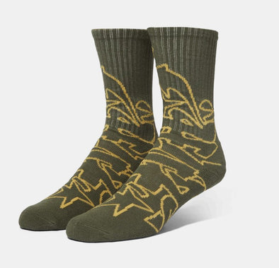 HUF Outlines Crew Sock Olive