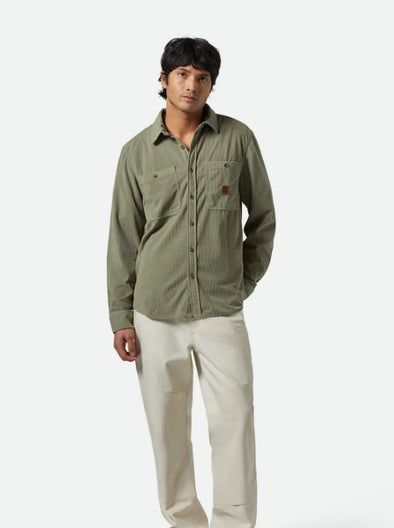 Brixton The Field Corduroy Overshirt Military Olive
